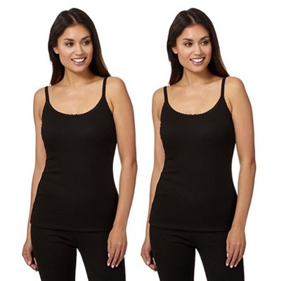 Pack of two black thermal camisoles